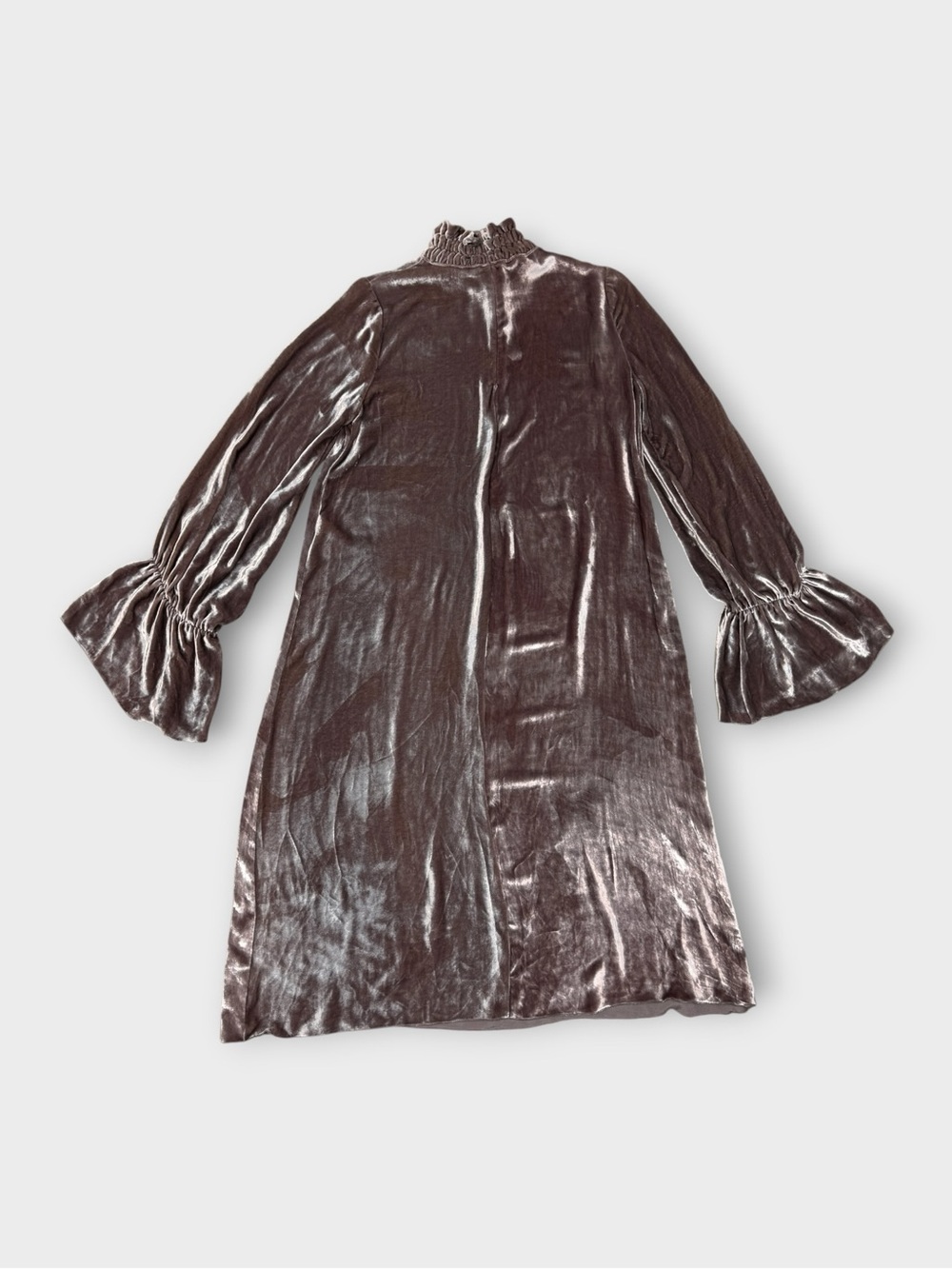 SEE BY CHLOÉ ASH ROSE VELVET RUFFLE-COLLAR SHIFT DRESS - Picture 3 of 11